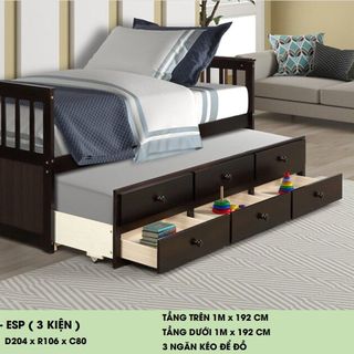 Giường tầng xuất khẩu có hộc kéo 1m x 1.93m và 1.2mx 1.93m xuất khẩu | Mã: BF 092 - 094 | Giường Tầng DAV