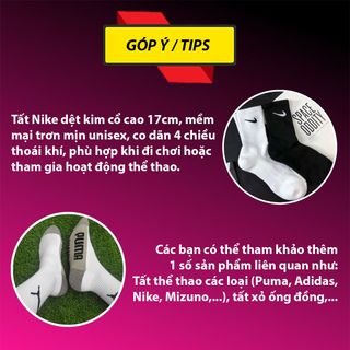 Tất N-i-k-e dệt kim cổ cao, dài 17cm, mềm mại trơn mịn, unisex, co dãn 4 chiều thoáng khí, vớ thể thao dệt kim N-i-k-e