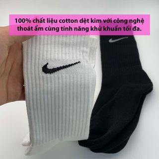 Tất N-i-k-e dệt kim cổ cao, dài 17cm, mềm mại trơn mịn, unisex, co dãn 4 chiều thoáng khí, vớ thể thao dệt kim N-i-k-e