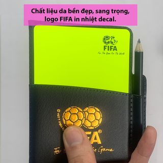 Bộ thẻ đỏ, vàng trọng tài bóng đá, kèm bút và sổ tay bọc da sang trọng, thẻ trọng tài Fifa