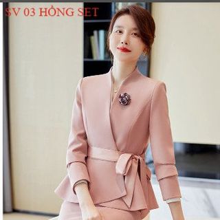 Bộ Vest Nữ 02 LỚP SV 03 sang trọng,Quý phái Tay dài Màu hồng,Đen