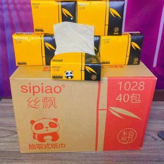 [Nội địa Trung - vỏ nhám] Thùng 40 gói Giấy ăn gấu trúc Sipiao siêu dai - mẫu mới, mã 1028 giá sỉ
