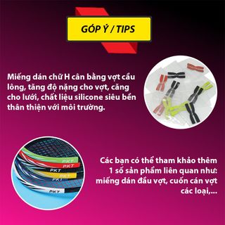 Miếng dán cân bằng vợt chữ H, tăng độ nặng cho vợt, giúp căng lưới, Miếng dán silicone cố định vợt cầu lông
