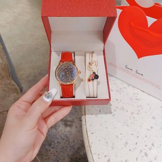 SET ĐỒNG HỒ NỮ CAO CẤP DÂY DA MẶT ĐÁ LẤP LÁNH KÈM LẮC TAY HOẶC DÂY CHUYỀN 1