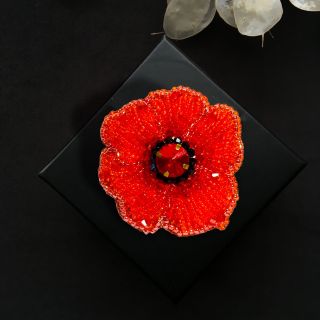Ghim Cài Áo Hình Hoa Đỏ 7cm Thiết Kế Riêng Làm Thủ Công Bằng Tay Thời Trang Cao Cấp Dành Cho Nữ