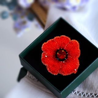 Ghim Cài Áo Hình Hoa Đỏ 7cm Thiết Kế Riêng Làm Thủ Công Bằng Tay Thời Trang Cao Cấp Dành Cho Nữ