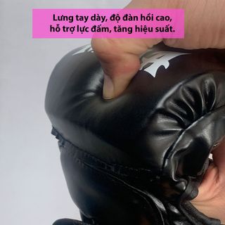 Găng tay đấm bốc MMA, chất liệu da PU chống nhăn, kháng mòn, lớp lót EVA êm ái đàn hồi, găng xỏ ngón võ thuật, UFC