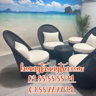 sofa trứng dây tròn ghế trứng nhựa giả mây bàn ghế mây nhựa hình trứng