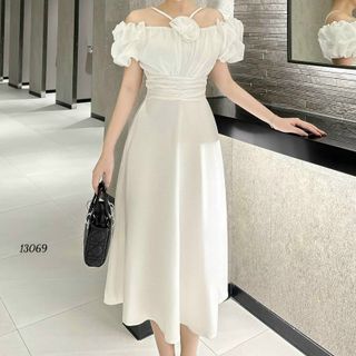 Đầm dự tiệc thiết kế dáng xoè dự tiệc chất liệu umi co giãn phối voan, mềm mại, sang trong,thanh lịch N12