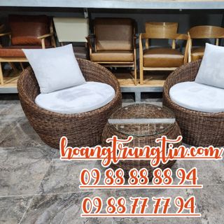 ghế mây trứng tròn màu trắng bàn ghế nhựa giả mây ngoài trời bàn ghế cafe giá rẻ ghế mây tre lá nhựa