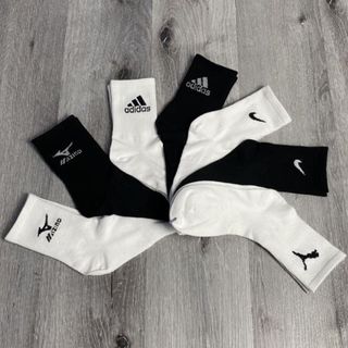 Tất vớ dệt kim N-ike, A-didas trắng đen chính hãng, tất M-izuno thể thao, vớ cổ trung nam nữ