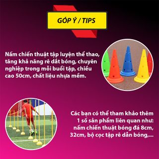 Nấm chiến thuật tập bóng đá, có lỗ xỏ gậy bổ trợ nhiều bài tập, marker khởi động chạy, nhảy, nấm chóp chướng ngại vật