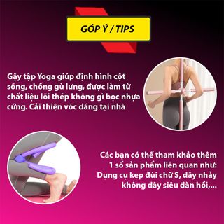 Gậy tập Yoga, hỗ trợ định hình cột sống, chống gù, lõi thép siêu bền không gỉ, gậy cải thiện vóc dáng tại nhà