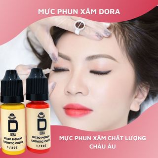 Mực phun xăm môi, mày hữu cơ Dora siêu đậm 5ml, mực phun xăm chính hãng