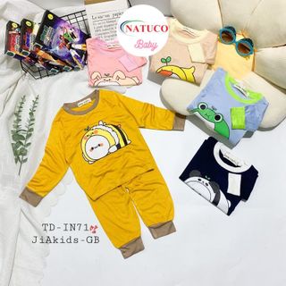 [Bé:8-27kg] Bộ Quần Áo Dài Tay Minky Mom Thun Lạnh Mềm Mịn, Viền Cổ, In Động Vật Cho Bé Trai, Gái 0-7 Tuổi- Mã: TD-IN71