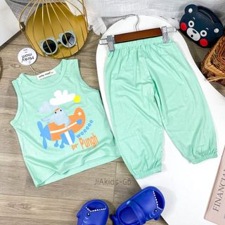 [Bé:8-27kg] Bộ Minky Mom Áo Ba Lỗ với Quần Alibaba, Vải Thun Lạnh Thoáng Mát Trơn, In Hình Động Vật- Mã: BL-IN28