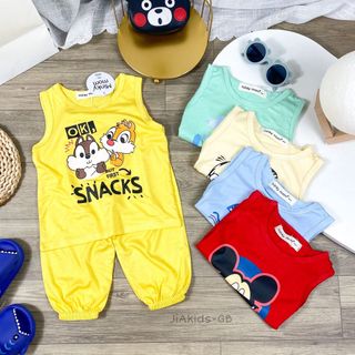 [Bé:8-27kg] Bộ Minky Mom Áo Ba Lỗ với Quần Alibaba, Vải Thun Lạnh Thoáng Mát Trơn, In Hình Động Vật- Mã: BL-IN28