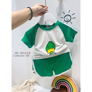[Bé 0-6 tuổi] Bộ Cộc Tay Cổ Tròn Minky Mom Vải Thun Lạnh Phối Sọc Vai Cho Bé Trai, Bé Gái Từ 8-27 kg - Mã: TN-IN121