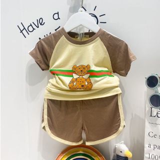 [Bé 0-6 tuổi] Bộ Cộc Tay Cổ Tròn Minky Mom Vải Thun Lạnh Phối Sọc Vai Cho Bé Trai, Bé Gái Từ 8-27 kg - Mã: TN-IN121