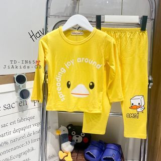[Bé:8-27kg] Bộ Quần Áo Dài Tay Minky Mom Thun Lạnh Thoáng Mát Thiết Kế TrơnIn Hoạ Tiết Cho Trẻ 0-5 Tuổi- Mã TD-IN65