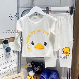 [Bé:8-27kg] Bộ Quần Áo Dài Tay Minky Mom Thun Lạnh Thoáng Mát Thiết Kế TrơnIn Hoạ Tiết Cho Trẻ 0-5 Tuổi- Mã TD-IN65