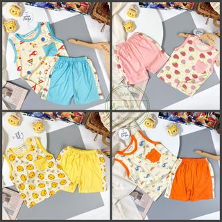 [Bé:6-27kg] Bộ Quần Áo Ba Lỗ Minky Mom, Vải Thun Lạnh Thoáng Mát Trơn, In Hình Trái Cây Cho Bé- Mã: BL-IN21