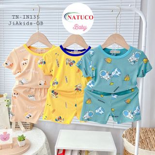 [Bé 8-27kg] Bộ Cộc Tay Cho Bé Trai Bé Gái Từ 0-7 Tuổi Vải Thun Lạnh Dáng Ôm Body Hiệu Minky Mom -Mã: TN-IN135