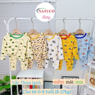 Bộ Minky Mom Dài Tay Vải Thun Lạnh Cho Bé Trai, Bé Gái 8-27kg Tương Đương Cao 80-130cm Mặc Thu, Ngủ Máy Lạnh TD-IN105
