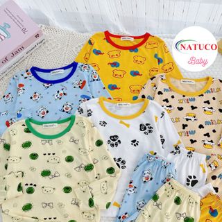 Bộ Minky Mom Dài Tay Vải Thun Lạnh Cho Bé Trai, Bé Gái 8-27kg Tương Đương Cao 80-130cm Mặc Thu, Ngủ Máy Lạnh TD-IN105