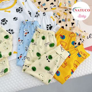Bộ Minky Mom Dài Tay Vải Thun Lạnh Cho Bé Trai, Bé Gái 8-27kg Tương Đương Cao 80-130cm Mặc Thu, Ngủ Máy Lạnh TD-IN105