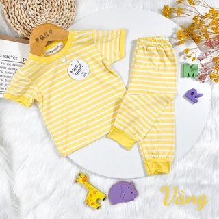 Bộ Quần Áo Ngắn Tay Trẻ Em Hiệu Minky Mom, Vải Thun Lạnh Dệt Sọc Thoáng Mát Cho Bé Trai, Bé Gái 8-27kg Mã: TN-TR07