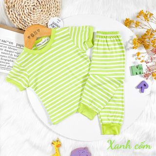 Bộ Quần Áo Ngắn Tay Trẻ Em Hiệu Minky Mom, Vải Thun Lạnh Dệt Sọc Thoáng Mát Cho Bé Trai, Bé Gái 8-27kg Mã: TN-TR07