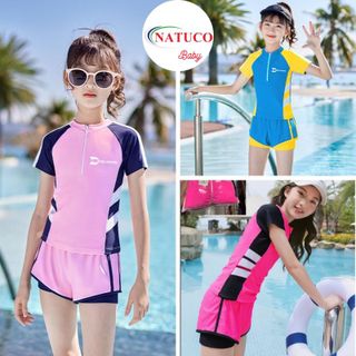 [26-38kg] Bộ quần áo bơi thể thao hàng cao cấp cho bé gái - size đại giá sỉ