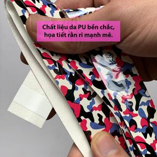 Băng cuốn cán vợt cầu lông, tennis da PU tiêu chuẩn, họa tiết rằn ri đặc biệt, cuốn cán gậy bi-a, cần câu cá