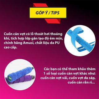 Cuốn cán vợt cầu lông, có gân chống trơn, kết hợp lỗ thoáng khí thoát hơi, cuốn vợt cầu lông Amusi chính hãng giá rẻ