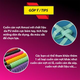 Cuốn cán vợt cầu lông, da PU siêu mềm bám tay, tích hợp miếng dán đa năng, cuốn cán vợt chống trơn