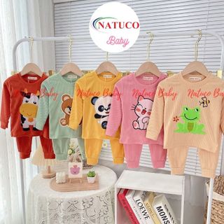 [Trẻ em 8-27kg] Bộ Quần Áo Dài TayThu Đông Bé Trai, Bé Gái Minky Mom Vải Thun Gân In Dẻo Cho Bé 0-7 Tuổi - TD-Tr11