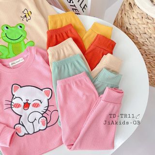 [Trẻ em 8-27kg] Bộ Quần Áo Dài TayThu Đông Bé Trai, Bé Gái Minky Mom Vải Thun Gân In Dẻo Cho Bé 0-7 Tuổi - TD-Tr11