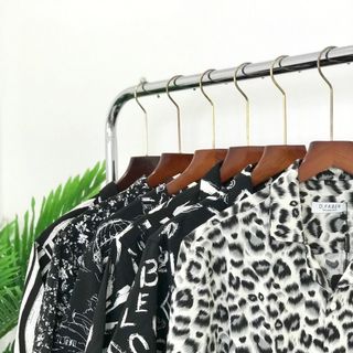Áo somi họa tiết ngắn tay