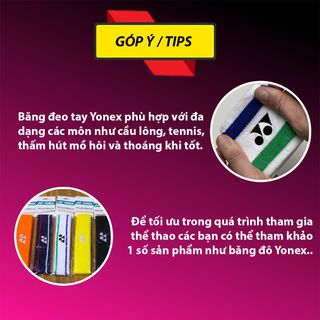 Băng cổ tay Yonex, siêu thấm hút mồ hôi và giảm chấn thương cổ tay, băng cổ tay cầu lông, tennis