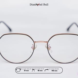 Mắt Kính Thời Trang Nam Nữ Diamond Bull Store Gọng Kim Loại Chống Ánh Sáng Xanh Tia UV 7-65066hd