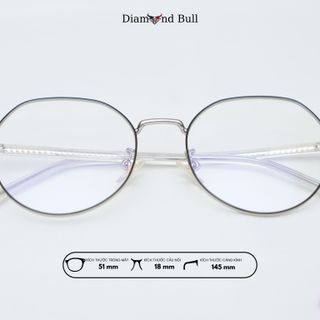 Kính Mắt Thời Trang Nam Nữ Diamond Bull Store Gọng Kim Loại Chống Ánh Sáng Xanh Tia UV 5-81072B