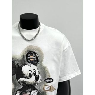 Áo thun cao cấp Mickey 260gsm in kts form rộng tay lỡ unisex nam nữ, tshirt oversized bo cổ dày dặn cotton 2 chiều