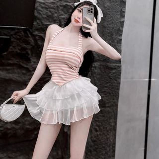 SET ÁO YẾM SỌC KÈM CHÂN VÁY 3 TẦNG - LÊ PHƯƠNG BOUTIQUE