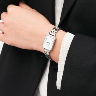 ĐỒNG HỒ NỮ CAO CẤP D.W PETITE ROMAN NUMERALS DÂY THÉP MẶT CHỮ NHẬT 1