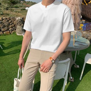 Áo thun trơn nam nữ cổ chữ V vải cotton bông co giãn, form tôn dáng- BELAIRMAN