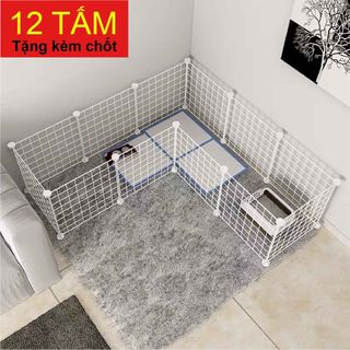 COMBO 12 TẤM LƯỚI 35x35cm - Tấm Ghép Làm Chuồng Quây Cho Chó Mèo Thú Cưng -TẶNG 24 CHỐT