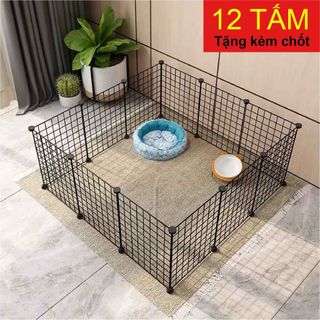 COMBO 12 TẤM LƯỚI 35x35cm - Tấm Ghép Làm Chuồng Quây Cho Chó Mèo Thú Cưng -TẶNG 24 CHỐT