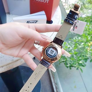 ĐỒNG HỒ NAM CƠ SIÊU CẤP TISỌT DÂY DA KÍNH SAPHIRE LỘ MÁY MẶT TRẮNG VIỀN ĐỒNG