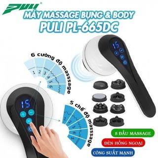 Máy massage cầm tay 8 đầu pin sạc Puli PL-665DC, mát xa giảm đau nhức toàn thân và giảm mỡ bụng giá sỉ